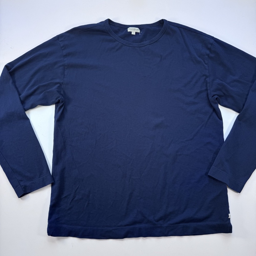 KNICKERBOCKER NYC Shirt Mens Large Blue Cotton Long Sleeve Crewneck Portugal
